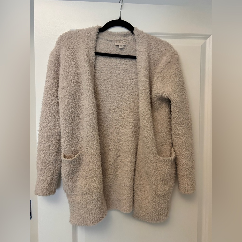 Barefoot Dreams Cream Fuzzy Cardigan